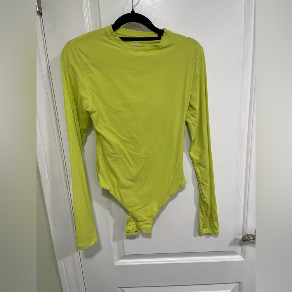 SKIMS Neon Yellow Long Sleeve Bodysuit